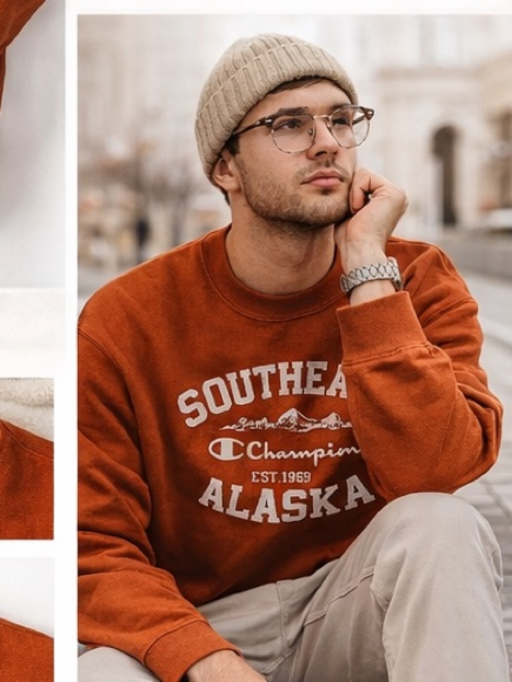 Vintage Champion Alaska Crewneck Sweatshirt Retro Graphic Pullover Streetwear 2X - Picture 3 of 14